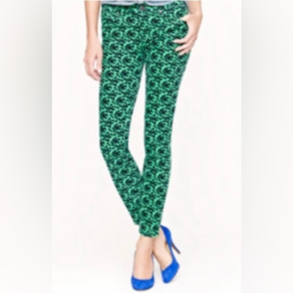 NWOT JCrew Toothpick Corduroy Bow Print Pants